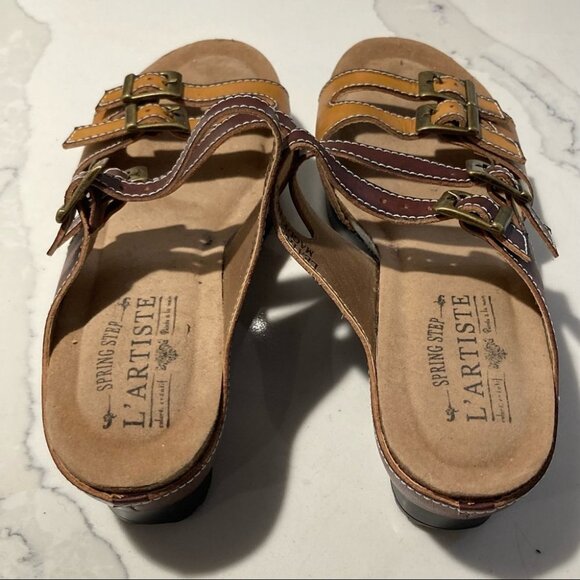 L’ARTISTE Sz 35 Spring Step Leather Strappy Wedges  Sandals - Picture 6 of 10